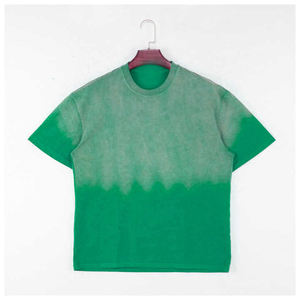 เสื้อยืดคอกลมโอเวอร์ไซส์ผู้ชาย สีเขียวอมฟ้า แขนสั้น สไตล์ลำลอง ผ้าฝ้ายถัก 100% ระบายอากาศได้ดี น้ำหนักผ้า 280 กรัม มีโลโก้ด้านหน้า - Product Image 4