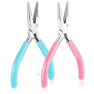 2 Pcs Stainless Steel Chain Nose Pliers 4.5 Inch Flat Nose Precision Jewelry Making <b>Craft</b> Tool Set for <b>Wire</b> Bending Grasping - Product Image 1