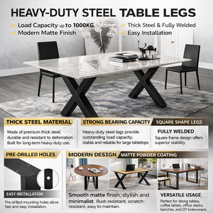 Pieds de table carrés en acier inoxydable robuste pour la maison, le bureau, le salon, l'hôtel - Installation facile EDPTBL000 - Product Image 3