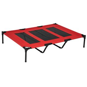 Cuccia rialzata per animali domestici 48x46 pollici con telaio in metallo, lettino pieghevole per cani, rinfrescante per l'estate, colore rosso - Categoria Prodotto: Cucce per animali domestici - Product Image 1