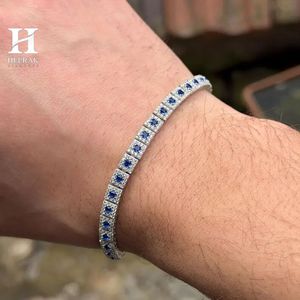กำไลเทนนิสประดับไพลินสีน้ำเงินและเพชร ดีไซน์ทรงสี่เหลี่ยมแบบ Halo ทอง 14K/18K ผลิตโดยผู้ผลิตเครื่องประดับชั้นดี - Product Image 6
