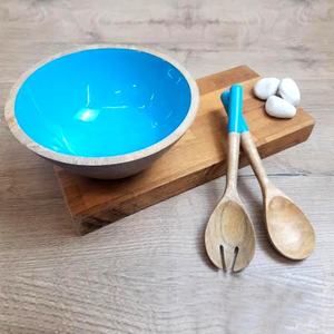 Ensemble de service à salade en bois à long manche en laiton doré et rond fabriqué en bois naturel de couleur naturelle Serveur à soupe - Product Image 6