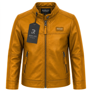 Chaqueta de cuero duradera para niños que combina estilo moderno, comodidad acogedora y calor confiable para la escuela, viajes y salidas familiares. - Product Image 5