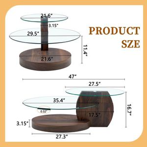 Tavolino da Caffè Moderno a Doppio Strato con Venature in Noce, Design Versatile, Disponibile in Diversi Colori, Vetro Rinforzato, Pannello in Fibra di Legno, Adesivo - Product Image 5