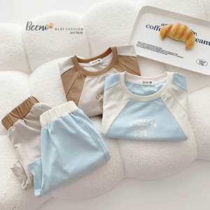 Ensemble de vêtements d'été pour garçons en bas âge, t-shirt à manches courtes en coton et short respirant, confortable pour la maison, best-seller - Product Image 1
