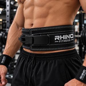 Cinturón de Levantamiento de Pesas Rhino Fitness de Neopreno Negro con Soporte Lumbar Ajustable y Hebilla de Palanca para Adultos - Product Image 3