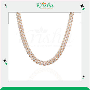 Chaîne cubaine en or massif 10 carats de haute qualité avec petits diamants, bijoux de fiançailles pour soirée, disponible au prix de gros pour l'exportation - Product Image 3