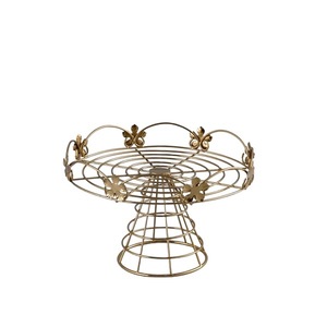 High Quality Brass 2 <b>Tier</b> Round <b>Cake</b> Stand Metal Gold <b>Cake</b> Stand Handmade Metal Fruit Platter Stands <b>Cake</b> Tools From India - Product Image 3