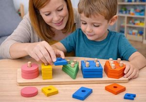 Juguete de Madera para Niños, Tablero de Clasificación y Apilamiento de Formas, Juego de Aprendizaje, Rompecabezas de Madera para Clasificar y Apilar Formas para Niños Pequeños - Product Image 2