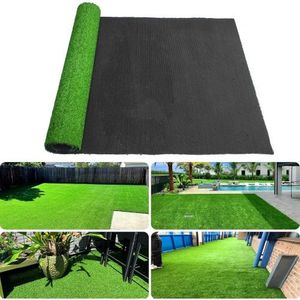 Premium 3ft X 16ft tappetino in erba sintetica fori di drenaggio 0.6 pollici spessi supporto in gomma finta per Patio interno/esterno per animali domestici - Product Image 2