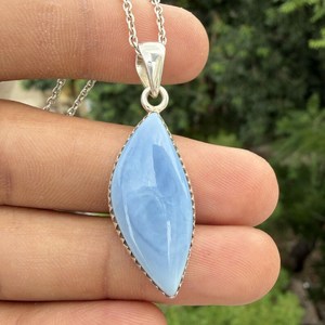 NIKHIL GEMS Handmade Owyhee Blue <b>Opal</b> Vintage Engagement <b>Pendant</b> 925 Sterling Silver Third Party Certified Gemstone for Women - Product Image 1
