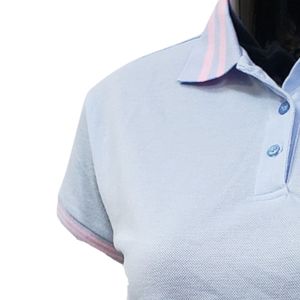เสื้อโปโลปักลายสีน้ำเงินสำหรับผู้หญิง แขนสั้นลำลอง ชุดยูนิฟอร์มธุรกิจสำหรับทุกวัน เสื้อผ้าสไตล์ชีวิตประจำวันที่สวมใส่สบาย - Product Image 3