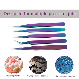 Ensemble de pinces à épiler pour extensions de cils à pointe incurvée, pinces en acier inoxydable multicolores, pinces professionnelles pour faux cils - Product Image 5