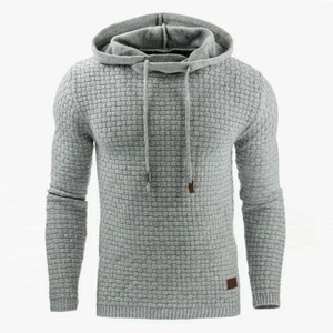 Sweat-shirt à capuche en tricot gaufré blanc pour homme, coupe classique, décontracté, pour l'automne, couleur unie, manches longues, 2027 - Product Image 6