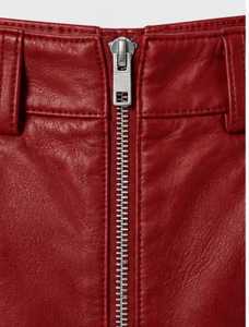 Premium Quality <b>Women</b>’s Burgundy <b>Leather</b> Lace-Up <b>Skirt</b> with Pockets - Product Image 6