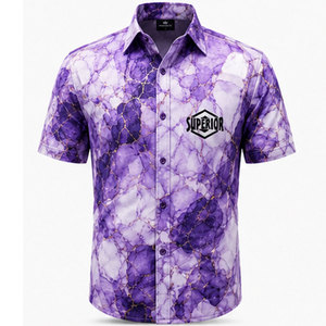 Chemise élégante pour homme, motif abstrait, vêtements OEM/ODM, matière douce et coupe moderne ajustée - Product Image 1