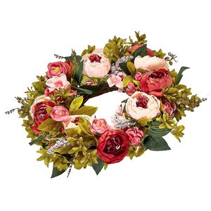 Ghirlanda Decorativa Artificiale Rosa da 19 Pollici con Peonie, Ortensie e Gypsophila, Design Rustico per Tutte le Stagioni - Product Image 3
