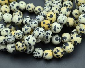 Jaspe Dálmata Natural, Corte Redondo Facetado, Calibrado, Piedra Preciosa Suelta Sin Tratar, Certificada, Lote al por Mayor de Cuentas para Joyería - Product Image 1