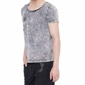 T-shirt Homme Personnalisé de Haute Qualité, Effet Délavé Acide, Vintage, Coton Délavé à la Pierre, Manches Courtes, Col Rond, avec Poche, Style Streetwear - Product Image 4