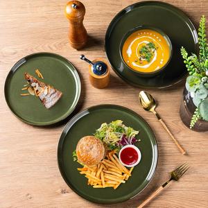 Assiette à dîner en céramique moderne gris anthracite, finition mate lisse, bord large, résistante à la chaleur, durable pour une restauration contemporaine - Product Image 6