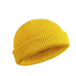 หมวกบีนนี่ถักลายริบสีเหลืองวินเทจ - หมวกไหมพรมอุ่นสำหรับฤดูหนาวแบบยูนิเซ็กซ์ เนื้อผ้านุ่มยืดหยุ่น ผลิตจากผ้าสแปนเด็กซ์/คอตตอน สไตล์มินิมอล เหมาะสำหรับสตรีทแวร์ - Product Image 1