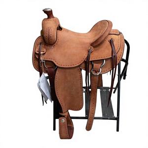 Accesorios para Caballos, Silla de Montar Ecuestre de Cuero Genuino, Silla Inglesa con Estructura de Madera, Asiento Cómodo Europeo/Australiano - Product Image 1