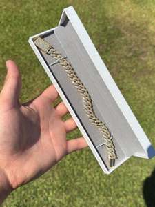 Bracelet chaîne cubaine en argent sterling 925 avec moissanite VVS, style hip-hop de luxe, pour homme - Product Image 1