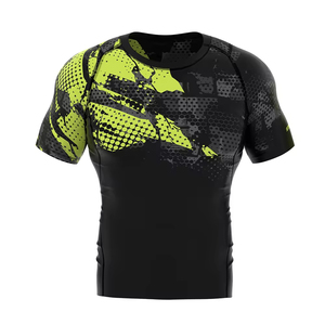 <b>Men's</b> Half Sleeve Rash Guard Stretch Fitness Quick Dry Short Sleeve <b>Swim</b> Wear Customized Color Polyester Sublimated - Product Image 1