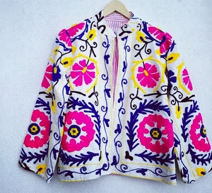 Exclusive Hand Embroidered Suzani Jacket Cotton Suzani Jacket TNT Fabric Bohemian Women SuzaniCoat Embroidered Suzani JacketSALT - Product Image 1