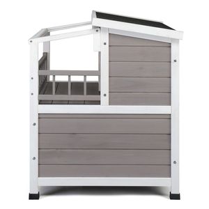 Lussuosa Cuccia per Gatti a 2 Piani in Legno con Tetto Trasparente, Ampio Balcone Apribile, Resistente alle Intemperie - Rifugio per Animali Domestici da Interno o Esterno - Product Image 4