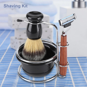 Ensemble de rasage manuel 4 en 1, kit de rasage avec brosse à raser pour hommes, pour la salle de bain, avec design moderne et logo personnalisé - Product Image 3