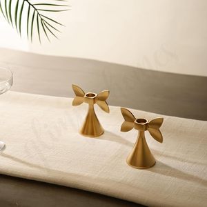 Golden <b>Bow</b> Candle <b>Holder</b> Metal Taper Candle Stand Decorative Candlestick <b>Holder</b> for Home Decor Dining Table Wedding - Product Image 2
