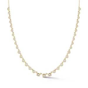 Emerald Round Cut Lab Grown Diamonds Tennis <b>Necklaces</b> Custom 14K <b>Solid</b> Gold Riviera Choker Classic Style Everyday Wear Wholesale - Product Image 1