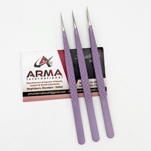 Eyelash Extension Tweezers Pink Coated Sustainable Fiber Tip Hand Tested Pointed Tip Eyelash Tweezer with Private Label - Product Image 1