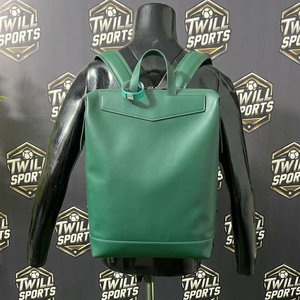 Minimalist Genuine Leather <b>Backpack</b> Green <b>Waterproof</b> Zipper Closure Detachable Arcuate Shoulder Strap Soft Multi-Functional PVC - Product Image 2