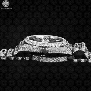 Montre de luxe pour femme Charm_Jewells, boîtier carré en acier inoxydable de 42 mm, cadran en cristal saphir, mouvement à quartz analogique, fermoir pliant - Product Image 4