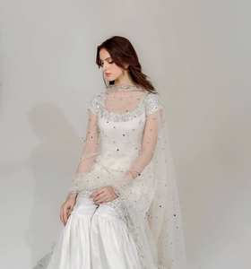 VISHNU K DESIGNS Traje Sharara para Mujer, Top con Bordado de Lentejuelas en Georgette Foux, Trabajo a Mano, Moderno, para Fiestas, Todas las Temporadas - Product Image 4