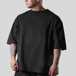 T-shirts vierges en coton pour hommes, coupe oversize à épaules tombantes, style mode, haute qualité - Product Image 2