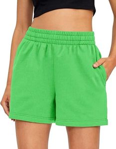Shorts de sport pour femme en coton molletonné beige, taille haute, respirants, séchage rapide, avec logo personnalisé, pour la course et la gym en été - Product Image 1