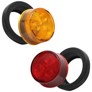 10 Pezzi Luci Posteriori a LED per Rimorchio e Camion, 2 Pollici, 4 LED, Anello in Gomma, 12V, Luce Freno e Indicatore, 5 Coperture Rosse + 5 Coperture Gialle - Product Image 3