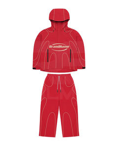 Conjunto Deportivo de Alta Calidad con Pantalones y Chaqueta con Capucha, Logotipo Digital, Líneas Reflectantes en Malla Interior, Cortavientos, Unisex - Product Image 3