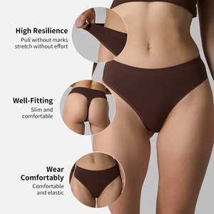 Culottes taille haute fines et unies sans coutures pour femmes, en nylon et élasthanne, extensibles, respirantes, douces et confortables - Product Image 3