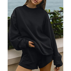 Customized Heavyweight Long Pullover Reversible Mock Neck Turtleneck Sweatshirt Winter Oversized Blank Women's Custom Logo - Product Image 3