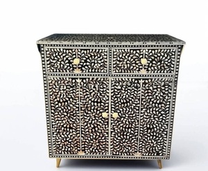 ILAHI's Bone Inlay Table Modern Design Agate Detailing <b>Storage</b> Portable Home Furniture - Product Image 1