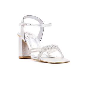 Sandales à talons fantaisie argentées modèle FN5309 - Product Image 2