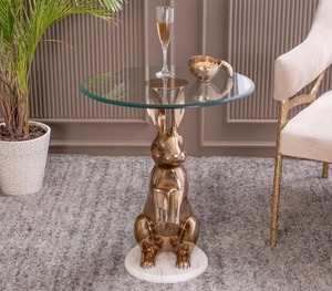 Aluminium Rabbit <b>Stand</b> Side Table For Home Livingroom Decoration Use Hotel Villas Decorative Side And End Table With Glass Top - Product Image 1