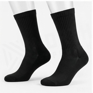 Crew <b>Socks</b> Solid Black Cotton Breathable Casual Daily Wear for Adults Summer Season - Product Image 3