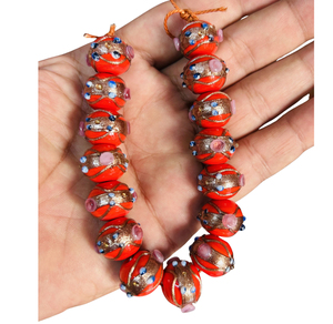 Venta al por Mayor de Cuentas de Cristal para Pasteles de Boda de Alta Calidad, Color Naranja, 14 mm, Hebras de 8 Pulgadas, Cristal Lampwork de Forma Irregular, EXCEL EXPORTS - Product Image 1