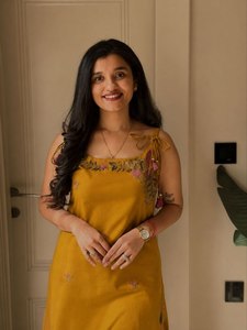 Robe ethnique en coton moutarde pour femmes, longueur cheville, avec broderie, coupe ample, tenue décontractée d'été, style indien - Product Image 3