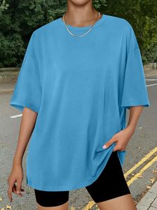 Camiseta de Verano de Alta Calidad para Mujer, Talla Grande, de Felpa, con Logotipo Bordado Personalizado, de Algodón, Informal, de Punto, Lisa, con Estampado Gráfico - Product Image 2
